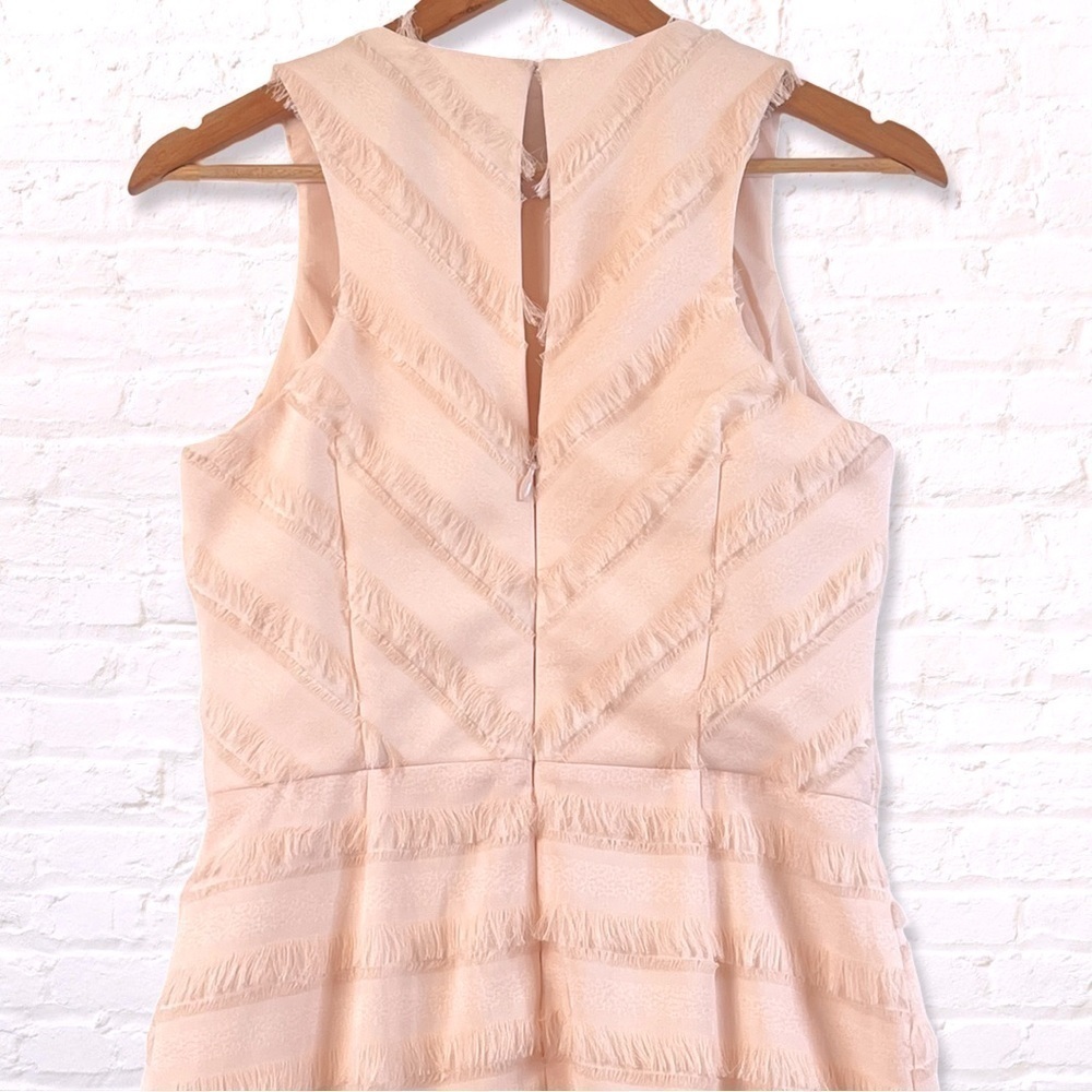 Adelyne Rae Blush PInk Eyelesh Fringe Mini Dress with Flounced Skirt Medium - Picture 4 of 9